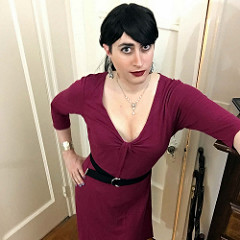 Burgundy Dress with Black Heels (Square Reddit Version)