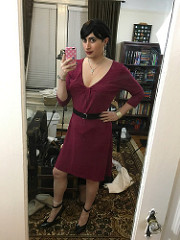 Burgundy Dress with Black Heels